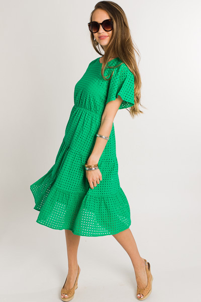 Kelly Eyelet Dress, Green