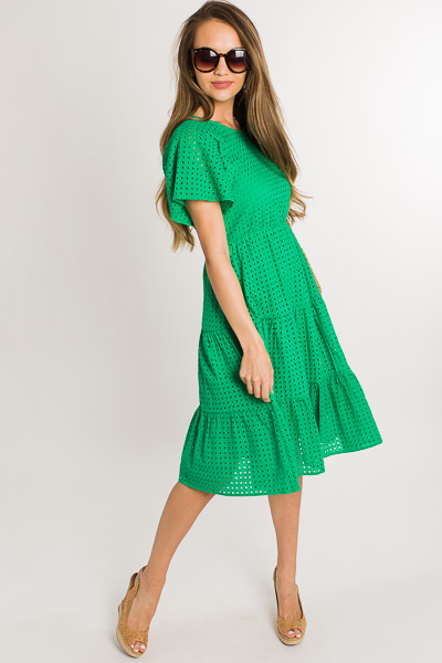 Kelly Eyelet Dress, Green