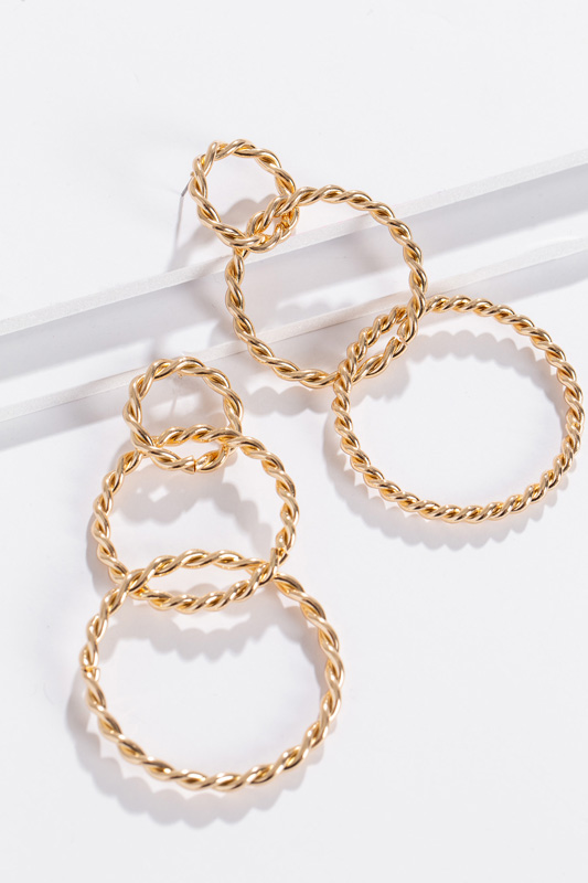 Gold Rope Trio Earring