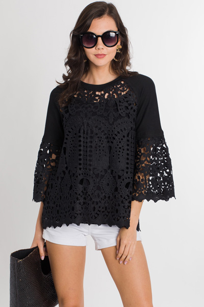 Black Lace Sweatshirt