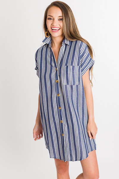 Denim Stripes Shirt Dress