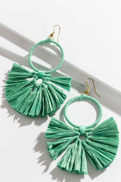 Green Raffia Fans