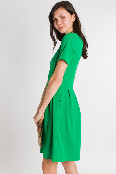 Pleated Skirt Dress, Green