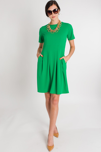 Pleated Skirt Dress, Green