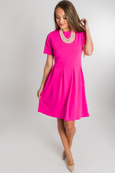 Pleated Skirt Dress, Pink
