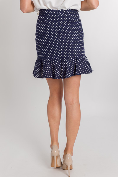 Classically Dotted Skirt, Navy