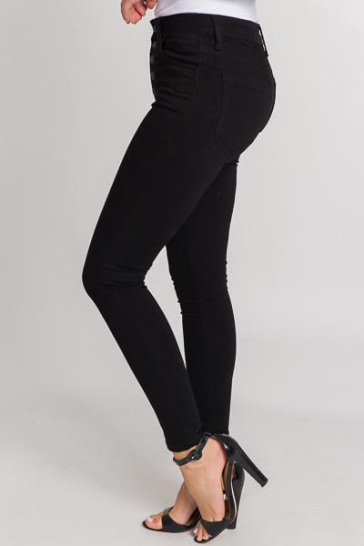 Exposed Button Skinnies, Black