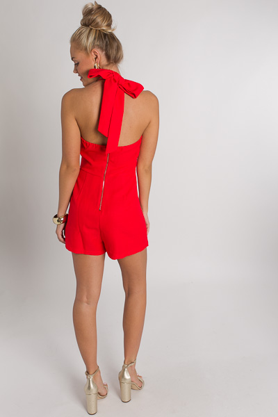 Wrapped Bottom Romper, Red