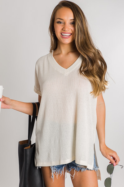 Oversize Ribbed Tee, Off White