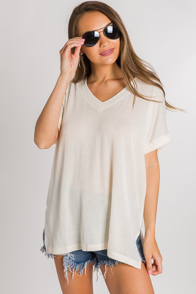 Oversize Ribbed Tee, Off White