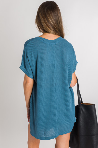 Oversize Ribbed Tee, Teal