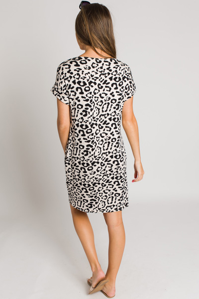 Beige Leopard Knit Dress