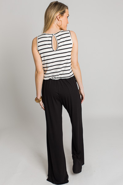 Stripe Pocket Jumpsuit, Black