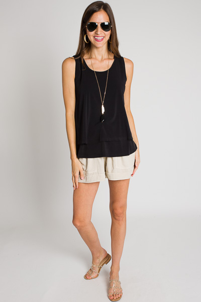 Casual Double Layer Tank, Black