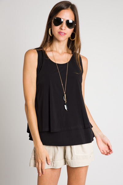 Casual Double Layer Tank, Black