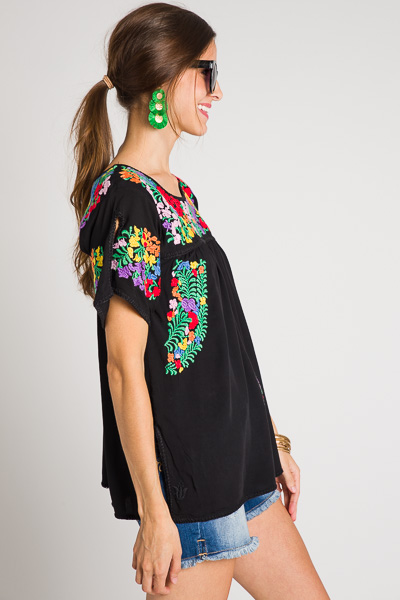 Natalie Embroidery Top, Black