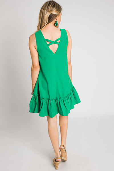 Creamy Drop Hem Dress, Green