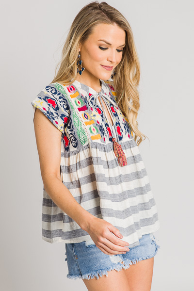 Summer Fun Embroidery Top