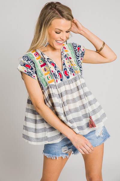 Summer Fun Embroidery Top