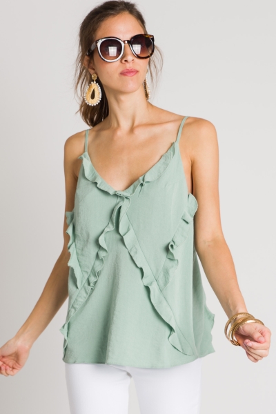 All the Ruffles Cami, Sage