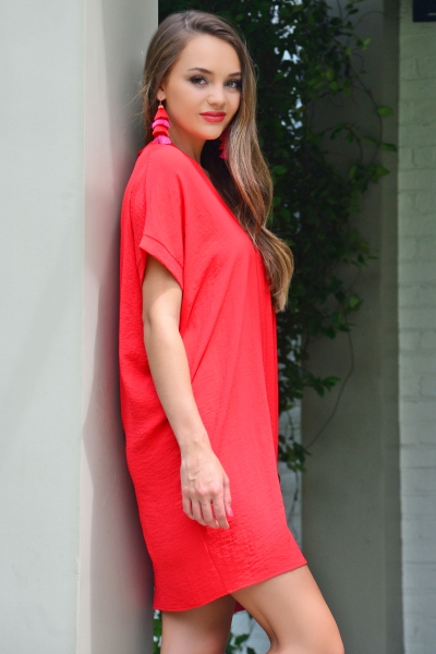 Classic Karlie Dress, Silky Red