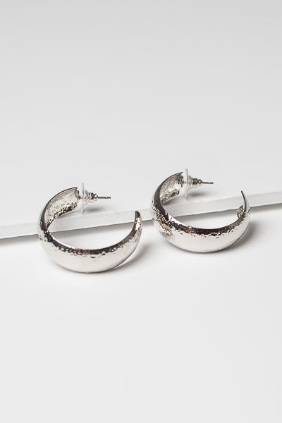 Small Hammered Hoops, Silver