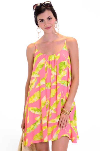 Tropical Palms Slip Dress