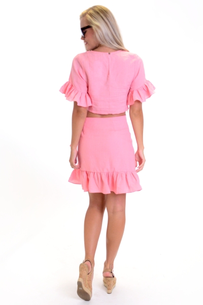 Pink Linen Wrap Skirt