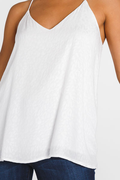 Racer Back Cami, White Leopard