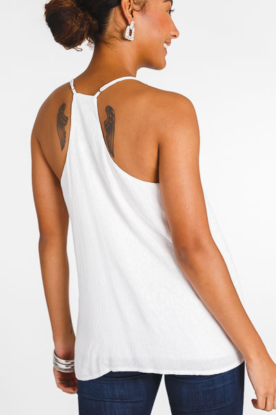 Racer Back Cami, White Leopard