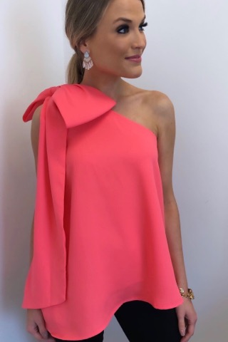 Huge Bow Blouse, Coral
