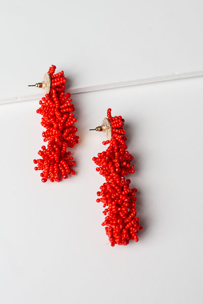 Burst of Beads Earring, Red