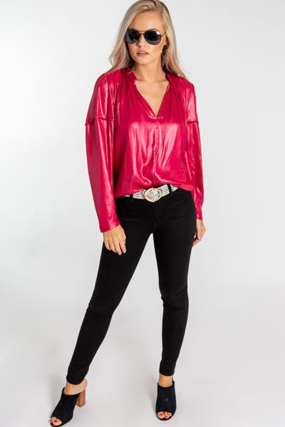 Leather Look Blouse