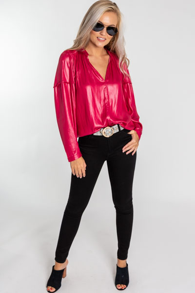 Leather Look Blouse