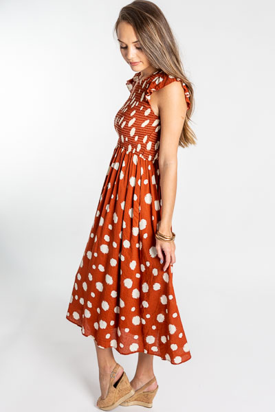 Rust Spots Smocked Maxi