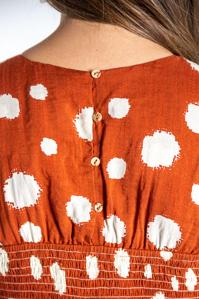 Rust Spots Smocked Maxi