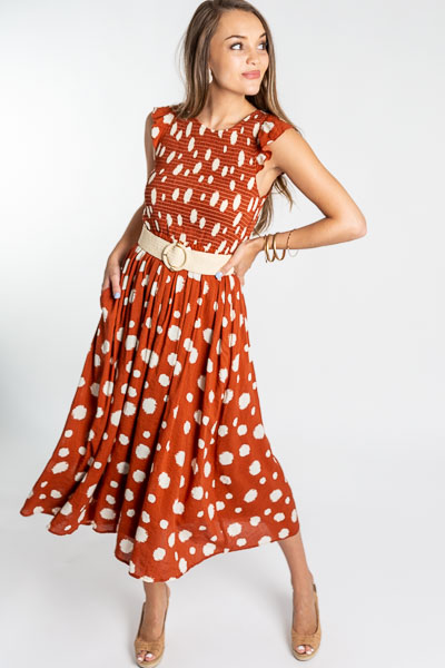 Rust Spots Smocked Maxi