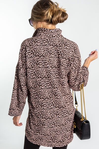 Leopard Shirt Dress, Pink