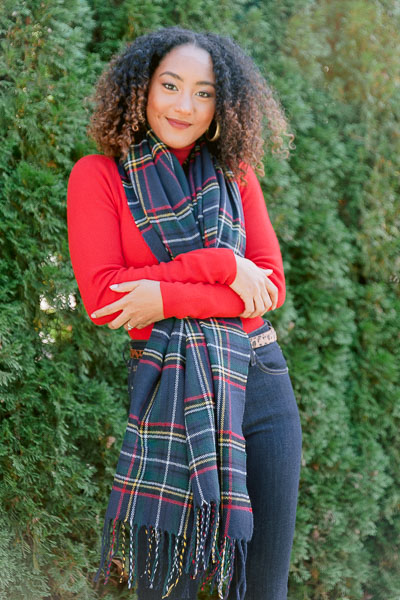 Tartan Plaid Wrap, Navy