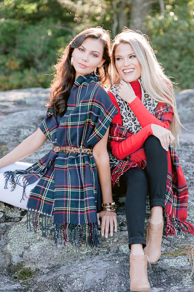 Tartan Plaid Wrap, Navy