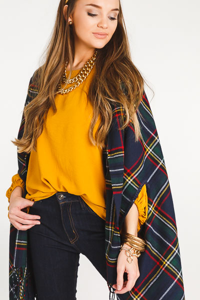 Tartan Plaid Wrap, Navy