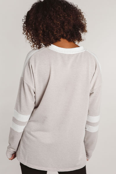 Taupe Varsity Sweater