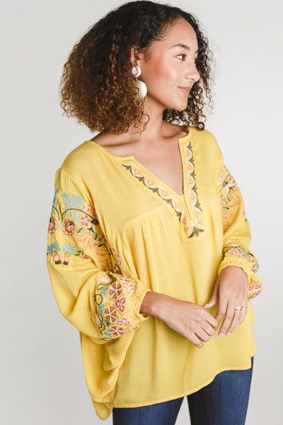 Mustard Embroidered Blouse