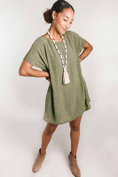 Crinkle in Time Tunic, Olive