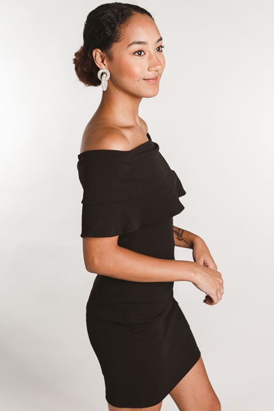 Elegant Off Shoulder Dress, Black