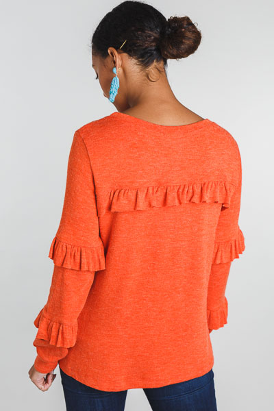 Blood Orange Ruffle Sweater