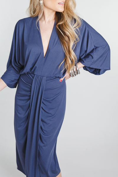 Kimono Sleeve Midi, Slate Blue