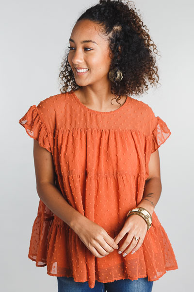 Swiss Dot Blouse, Rust