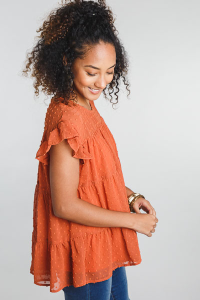 Swiss Dot Blouse, Rust