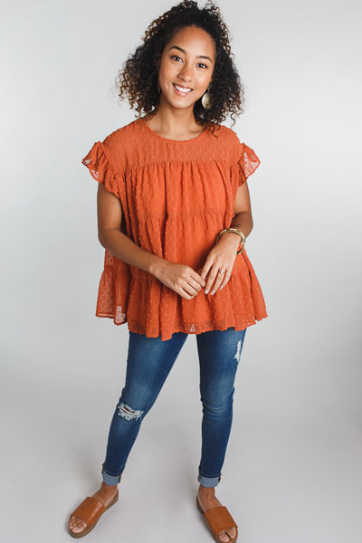 Swiss Dot Blouse, Rust